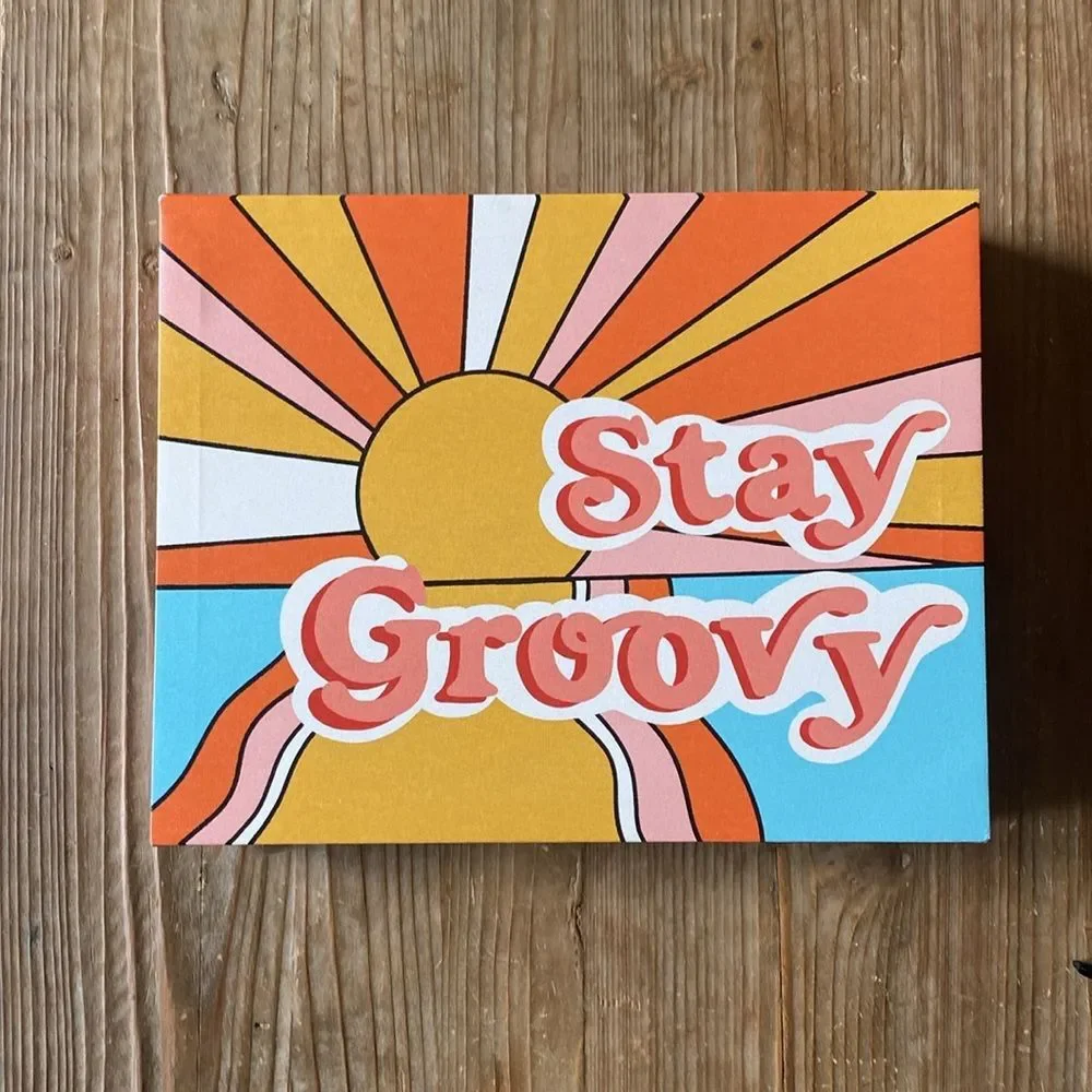 Stay Groovy Retro 70s Inspired Sun Ray Wrapped Canvas Wall Hanging Decor